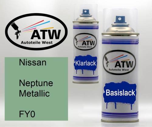 Nissan, Neptune Metallic, FY0: 400ml Sprühdose + 400ml Klarlack - Set, von ATW Autoteile West.